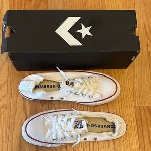 Converse Cream Low-Top Sneakers with Red Stripe